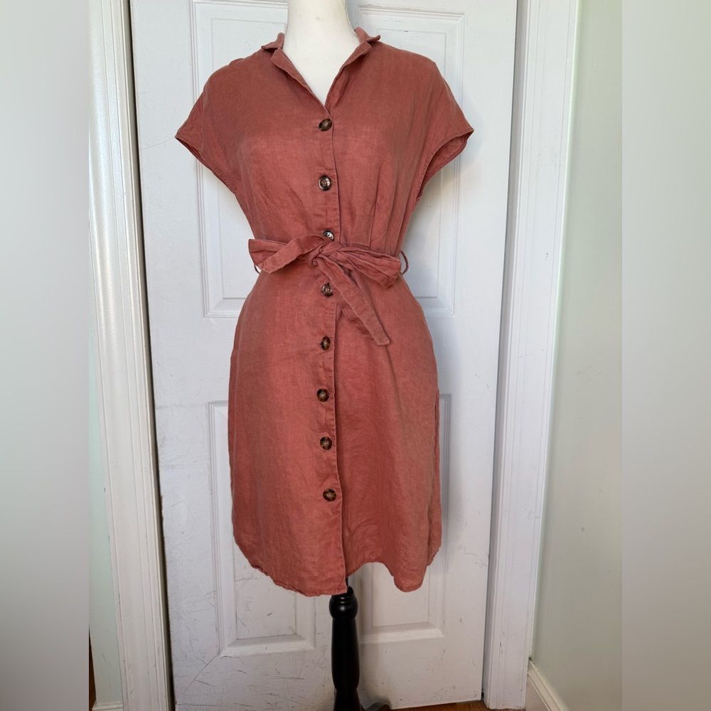 100 % Linen Summer Dress W/ Pockets! - Picture 7 of 9